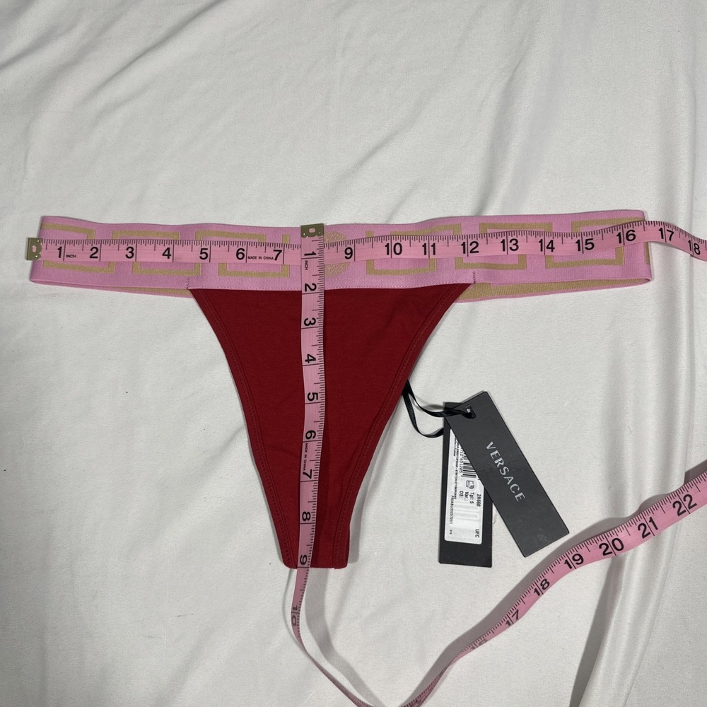 NWT $75 VERSACE [ Womens size 5 ] Iconic Thong In Parade Red & Fuschia T2237 - Picture 3 of 10